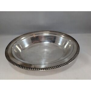 Vintage Silver Plated Serving Dish Tray Ornate Rope Edge Round Platter
